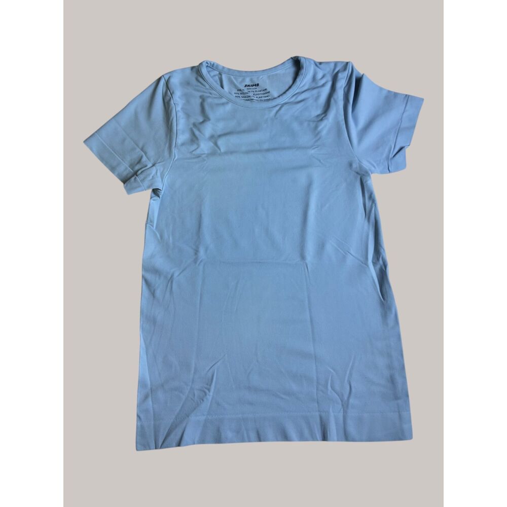 SKIMS Fits Everybody T Shirt Women's XS Light Blue Stretch Short Sleeve